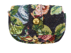 Geldbörse Schwarz Portmonaie Wallet Etui fortlaufendes Blumenmuster Magnetversch