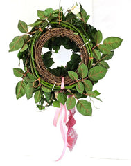 Kranz Tür / Wand Kranz künstlich wie echt Efeu Rosen Rosa Grün 35 cm Dekoration