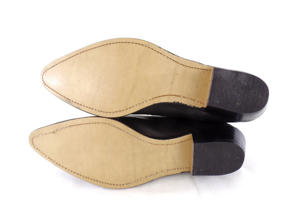 Reitstiefelette 45 Schwarz Spitz Gummizug Echtleder Spitz Labor USA 11,5 UK 11