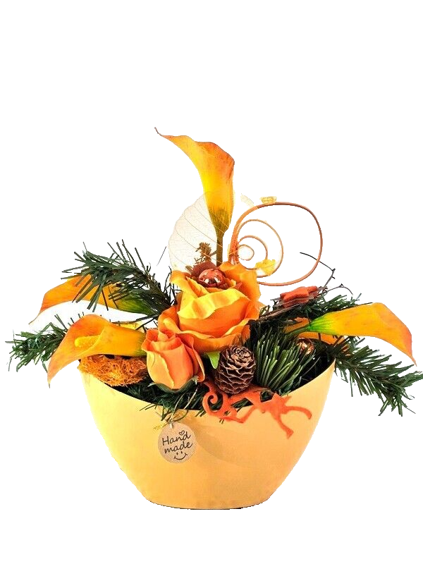 Casa-Poador Weihnachtsgesteck ellipse Orange Calla Rose künstlich Dekoration