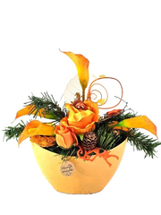 Casa-Poador Weihnachtsgesteck ellipse Orange Calla Rose künstlich Dekoration
