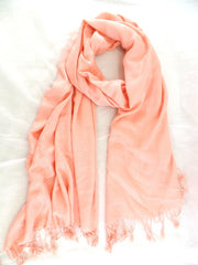 Schals Tuch Stola mit Fransen Lachs 100 % Viscose XXL Schal 190 cm Lang 65 Breit