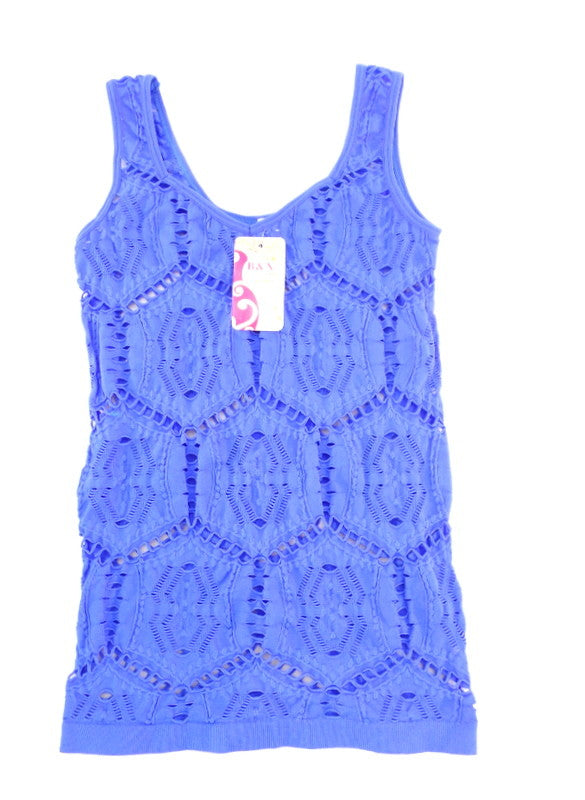 Top Trägertop Netztop Netzshirt M / L Stretch in Blau B & X Figurbetont