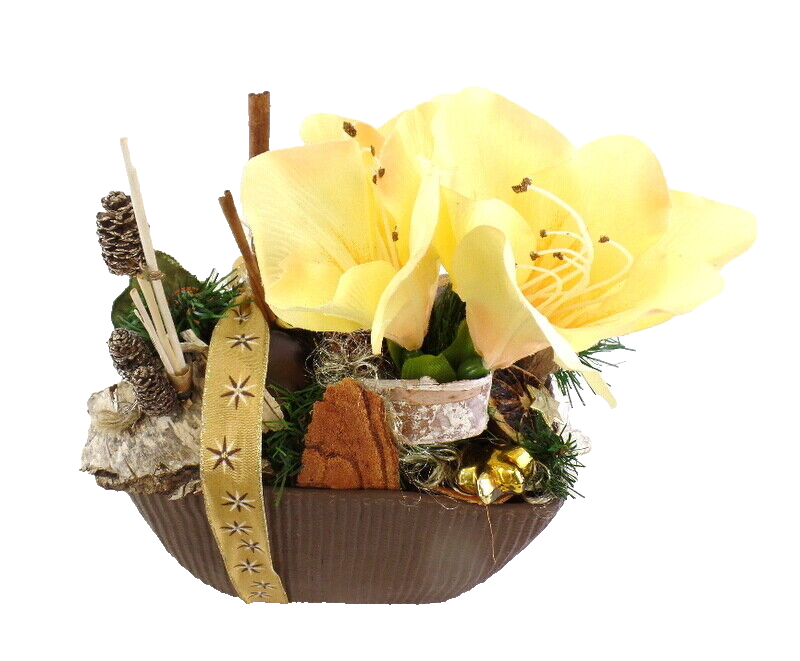 Casa-Poador Weihnachtsgesteck Amaryllis Creme Braun Natur künstliche Tanne Deko