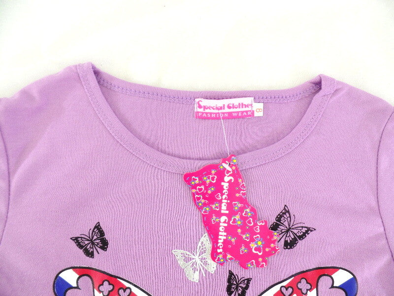 Mädchen T-Shirt Lila Größe 8 Kinder kurzarm Shirt Schmetterling