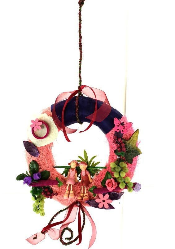 Kranz Tür/ Wand Kranz künstlich trocken Rosa Bourdaux Lila Natur Natur 25 cm
