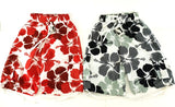Badehosen Kinder 128-140 3 für 2  Badeshorts Hibiskus Shorts geblümt Rot Schwarz