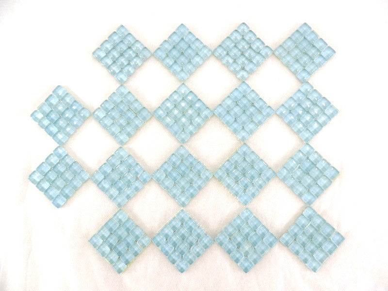 BORDÜRE Glasmosaik Wolkenblau Klarglas Borde 18 Stück 50 x 50 mm 288 Steine 5 mm