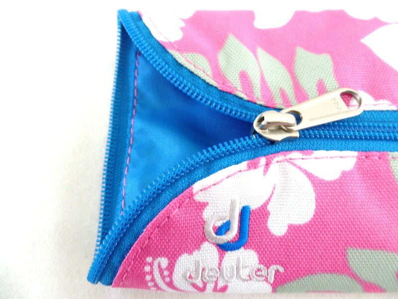 Deuter Schlamperrolle Federmäppchen Rosa Weiß Grau Blume Reißverschluss Schule