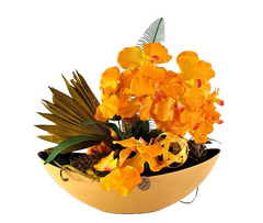 Casa-Poador Weihnachtsgesteck ellipse Orange Orchidee Rose künstlich Dekoration