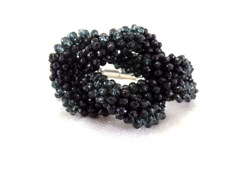 Armband Modeschmuck Magnetverschluß Schwarze Perlen Knoten Fashion Jewelry