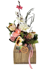 Casa-Poador Künstliches Gesteck  Kunstblume in Holzkästchen Blume  Geschenk Deko