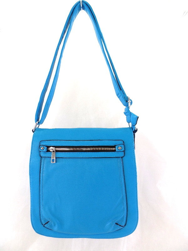 Mahel Schultertasche Hellblau Umhängetasche Lederimitat Magnet / Reißverschluss
