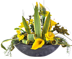 Casa-Poador Gesteck Kunstblumen Ellipsenform Blumengesteck Calla Melamingefäß