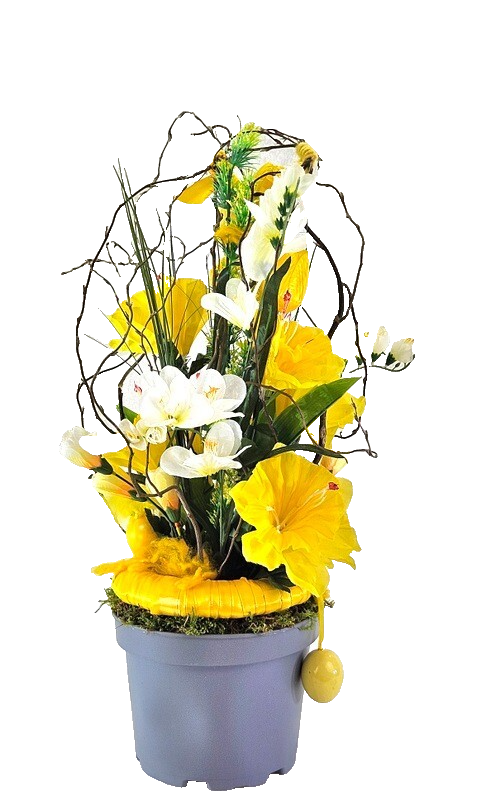 Casa-Poador Ostergesteck Kunststoff Topf Osterglocken Kunstblumen Frühling Deko