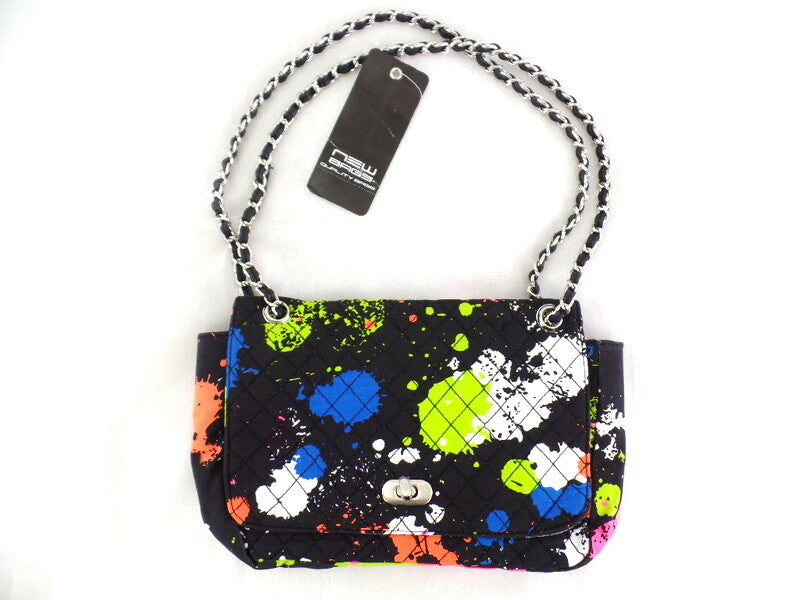Umhängetasche Schwarz mit Fleckenmuster Schultertasche New Design Stoff