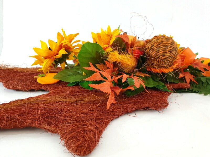 Gesteck Seide Ahornblatt Trocken Gelb Orange Kunstblumen Sonnenblumen