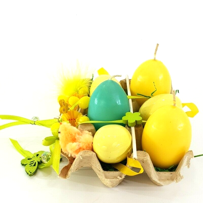 Oster Eier Kerzen 3 er Set Wabe Gelb Türkis Eierkerzen Ostern Deko Geschenk