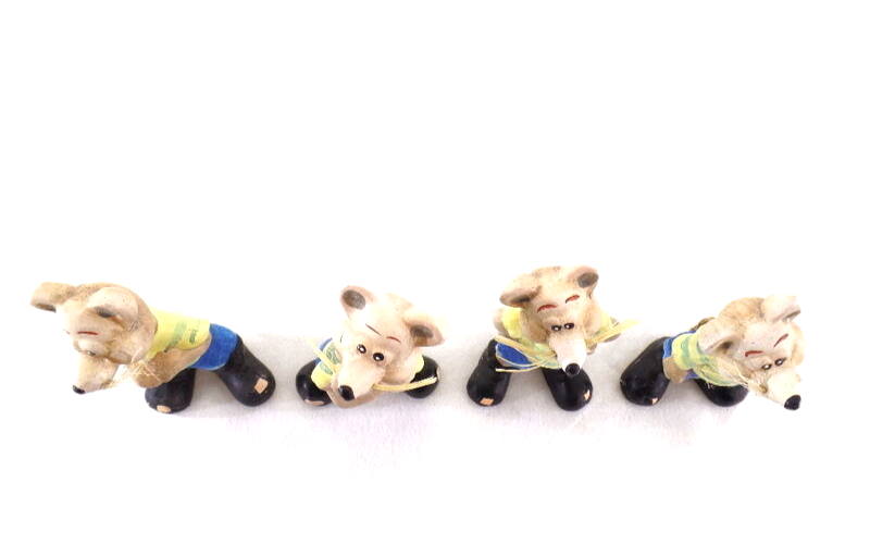 Mäuse Set 4 Stück verschiedene Varianten Keramik Ton 8 cm stehend