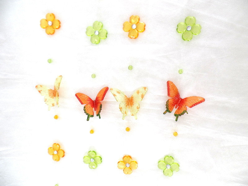 4 er Set Schmetterling Girlanden 90 cm Orange / Grün zum aufhängen Dekoration
