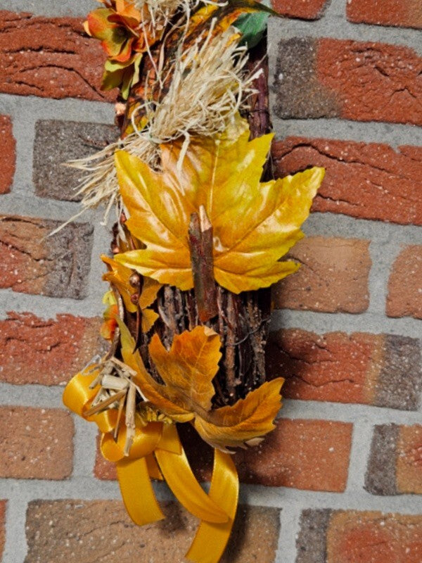 Kranz Tür / Wand Kranz 30 cm künstlich wie echt Herbstbätter Sonnenblume Orange