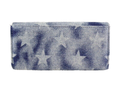 Geldbörse Sternmuster New Design Etui Jeansstoff Querformat Wallet Portmonaie