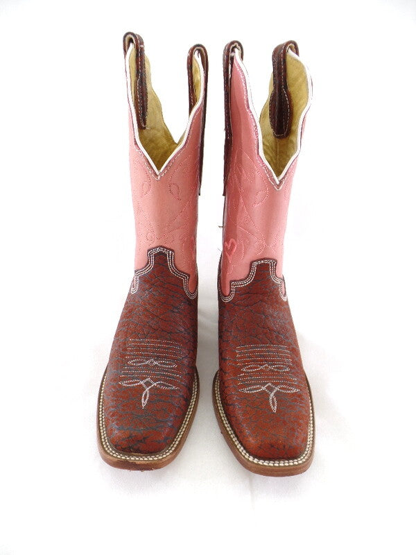 Westernstiefel Cowboyboot 37 rosa mit braun Application Rudel Herzen
