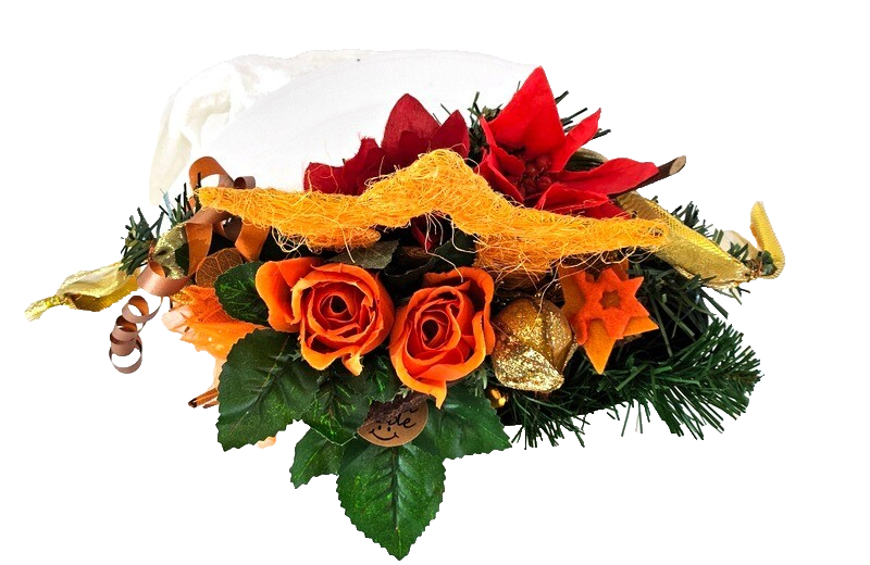 Casa-Poador Weihnachtsgesteck ellipse Orange Sisalstern künstlich Dekoration