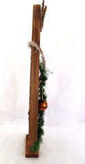 Holz Tannenbaum Braun künstliche Accessoires Sterne Kugel Blätter Dekoration