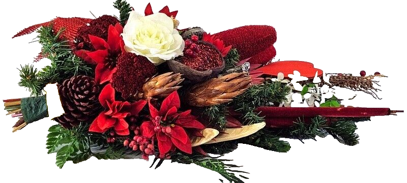 Casa-Poador Grabgesteck Strauß Rot Natur Naturmaterial Exoten Rose Herz Friedhof