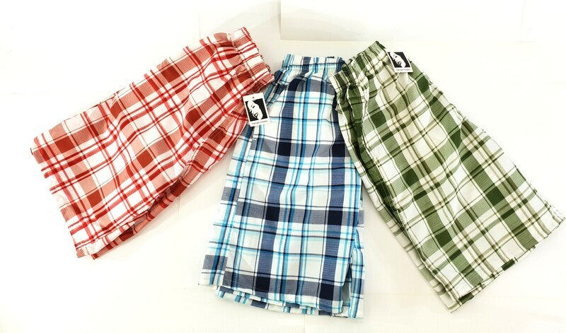 Badehosen Kinder 3 für 2 Badeshorts146 - 158 Rot Blau kariert Shorts Kinder