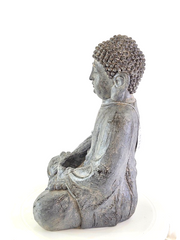 Buddha Figur sitzend Feng Shui Statue Thai grau 30 x 20 x 18 cm Deko Geschenk