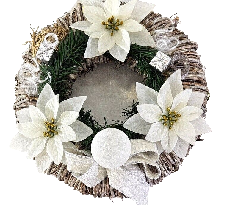 Kranz Türkranz Wand Kranz trocken Weiß gekalkt 30 cm Rebenkranz Natur Dekoration