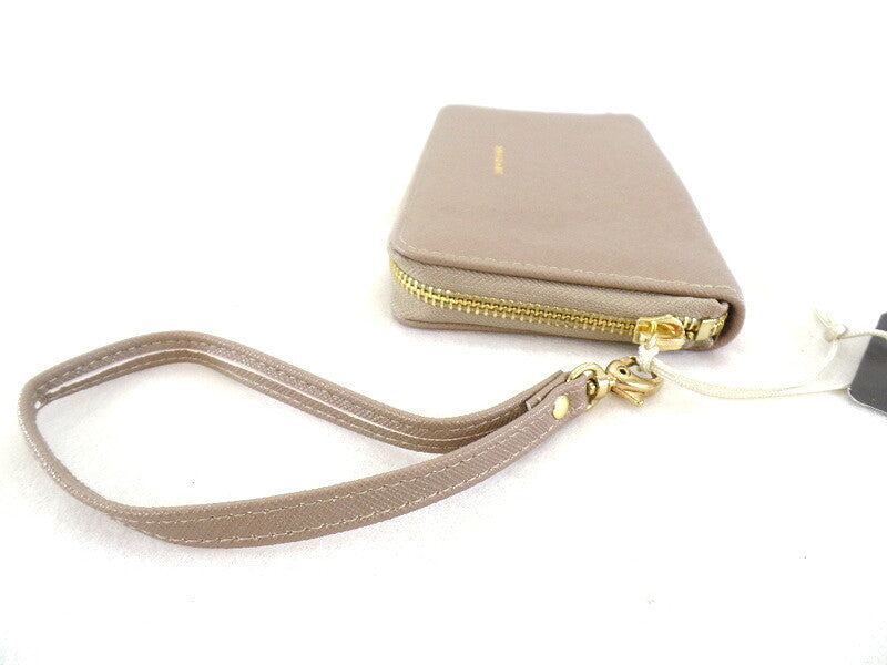 Geldbörse Portmonaie Wallet Taupe Etui New Design Querformat Fee Anhänger