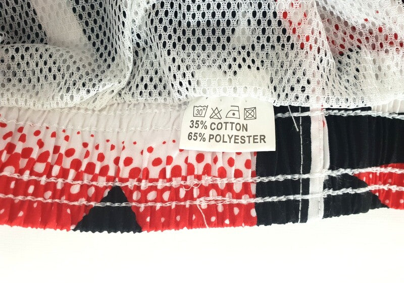 Badehose Badeshorts M Beach Wear E & F Shorts Schwarz Weiß Rot gemustert