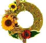CASA - POADOR KRANZ künstlich trocken Grün Gelb Sonnenblumen Lagurus 30 cm