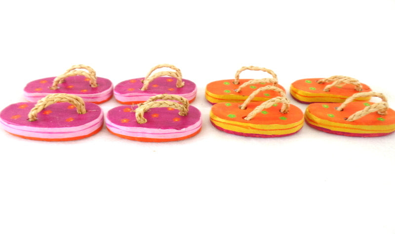 Badeschuhe  4 Paar 8 Stück Pink Orange 6 cm Keramik Ton Dekoration Basteln