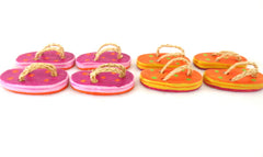 Badeschuhe  4 Paar 8 Stück Pink Orange 6 cm Keramik Ton Dekoration Basteln