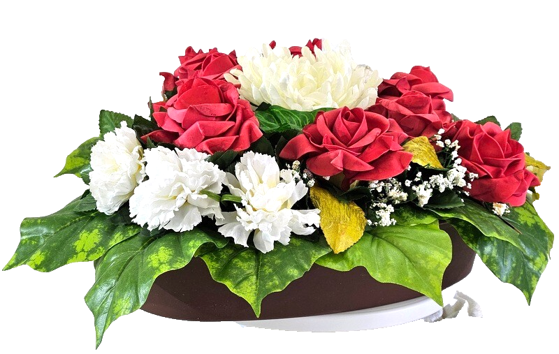 Casa-Poador Herzgesteck Grabschmuck Herz rote Rosen Kunstblumen Engel Friedhof