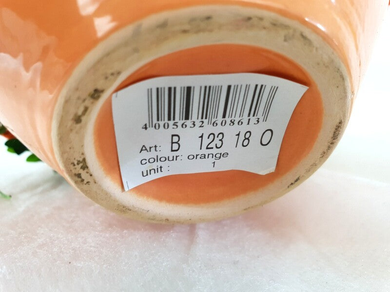 Gesteck Seide Orange Gelb Calla Kunstblumen Glasgefäß rund Kerze Dekoration