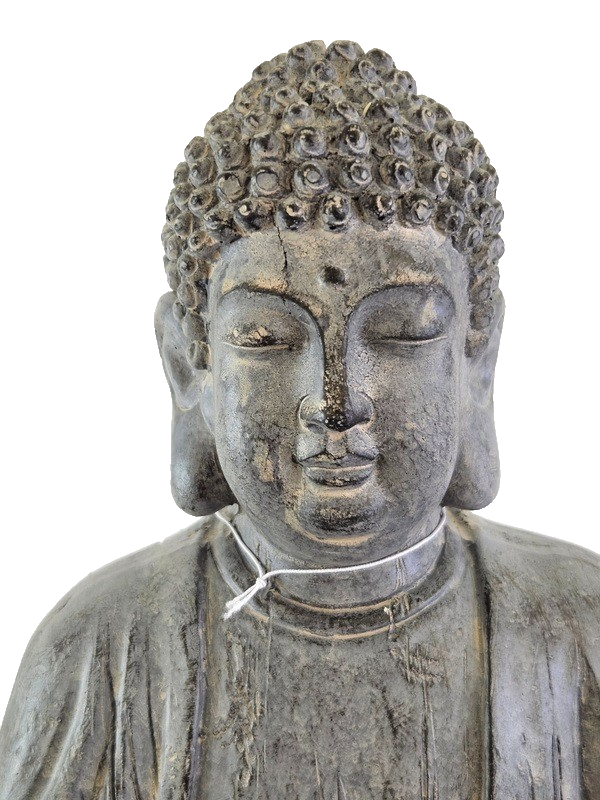 Buddha Figur sitzend Feng Shui Statue Thai grau 30 x 20 x 18 cm Deko Geschenk