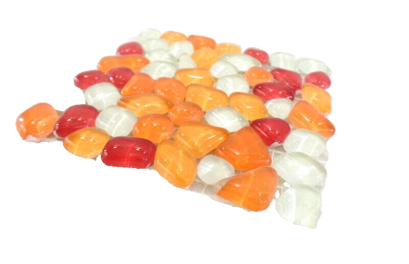 BORDÜRE Glasmosaik Roma Polygonal Soft Glas Orange Rot milchig 1 x Quadrat glatt