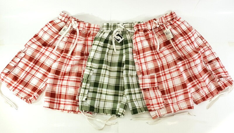 Badehosen Kinder 128 -140 3 für 2 Badeshorts kariert Shorts Grün Rot Taschen