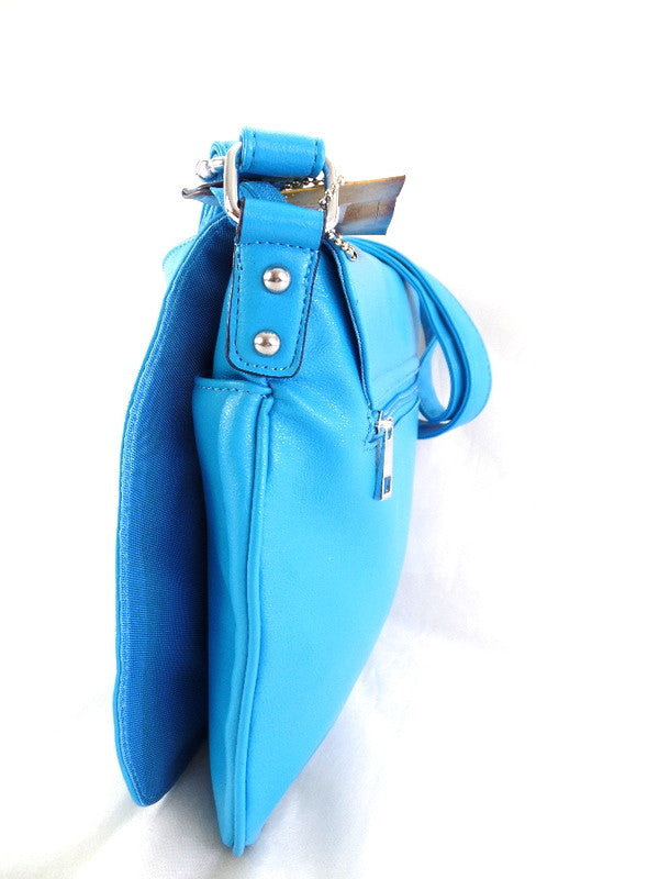 Mahel Schultertasche Hellblau Umhängetasche Lederimitat Magnet / Reißverschluss