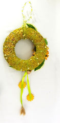Kranz Tür / Wand Kranz künstlich trocken Grün Gelb Sonnenblumen Lagurus 30 cm