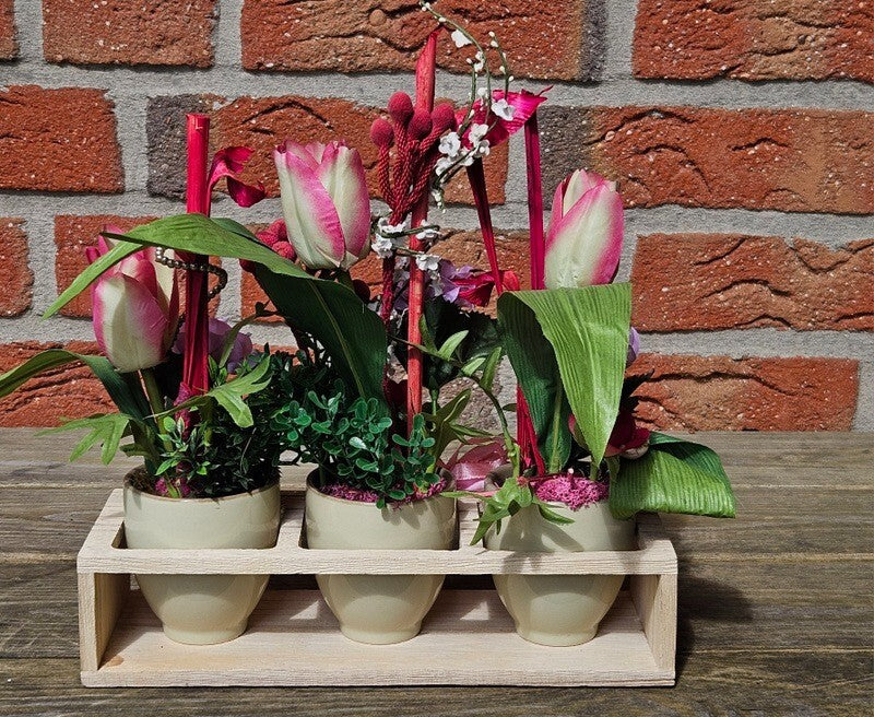 Casa-Poador Künstliches Gesteck  Kunstblume in Holzkästchen Blume  Geschenk
