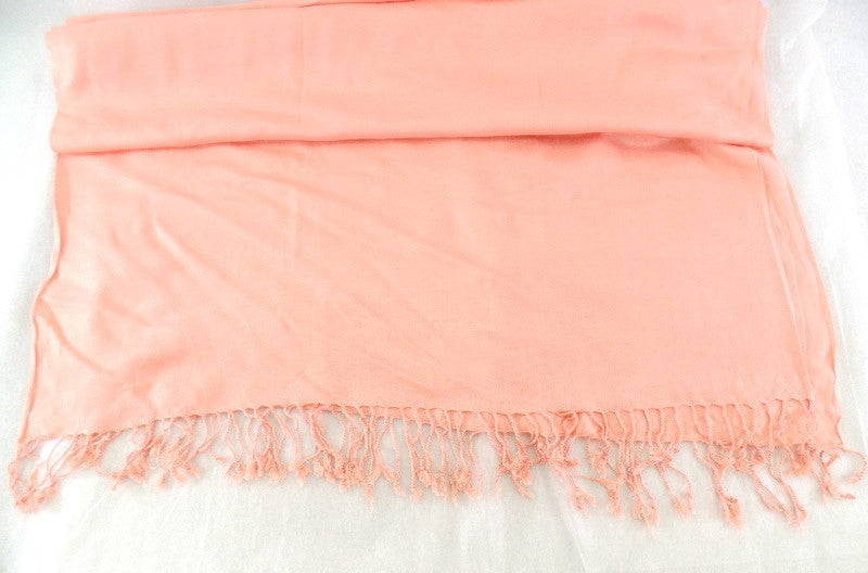 Schals Tuch Stola mit Fransen Lachs 100 % Viscose XXL Schal 190 cm Lang 65 Breit