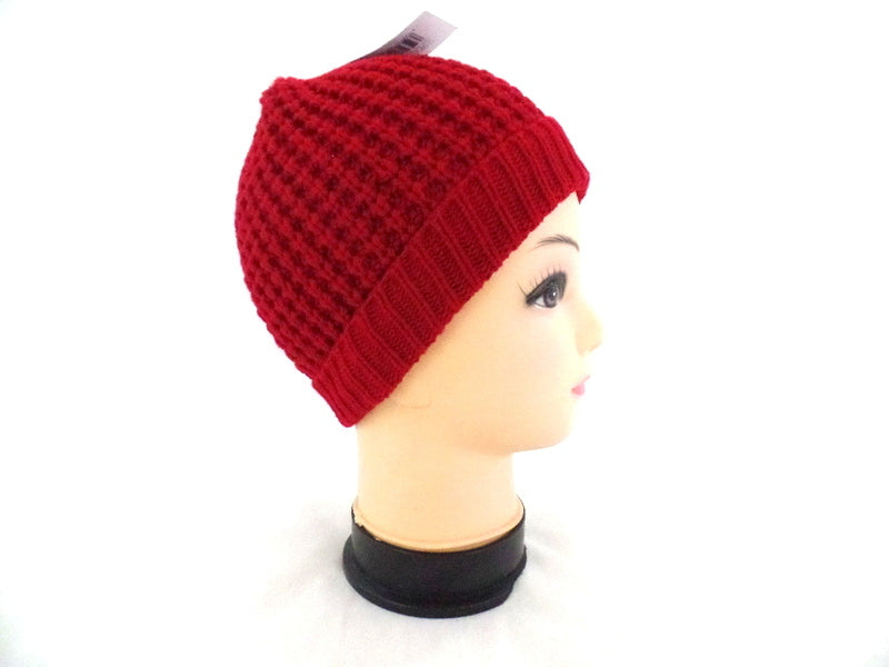 Mützen Strickmützen Umschlag in 4 Farb - Varianten Beige Rosa Rot d. Braun