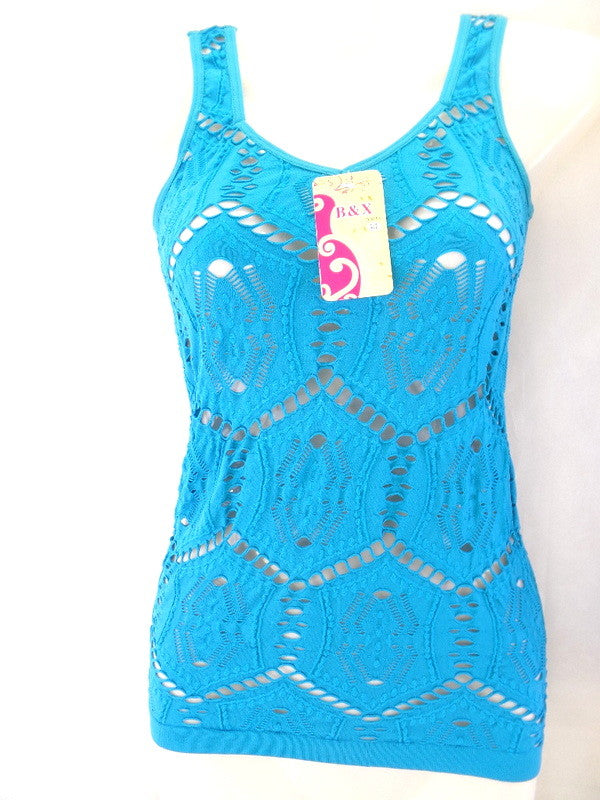 Top Trägertop M / L Vorteilspack 2 er Set Türkis Blau B & X Figurbetont Stretch