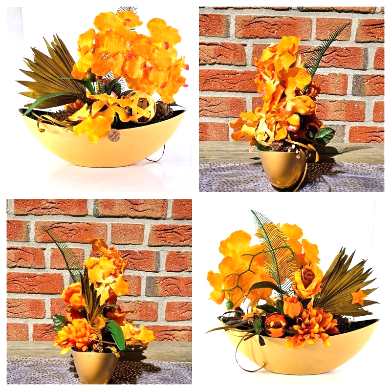 Casa-Poador Weihnachtsgesteck ellipse Orange Orchidee Rose künstlich Dekoration